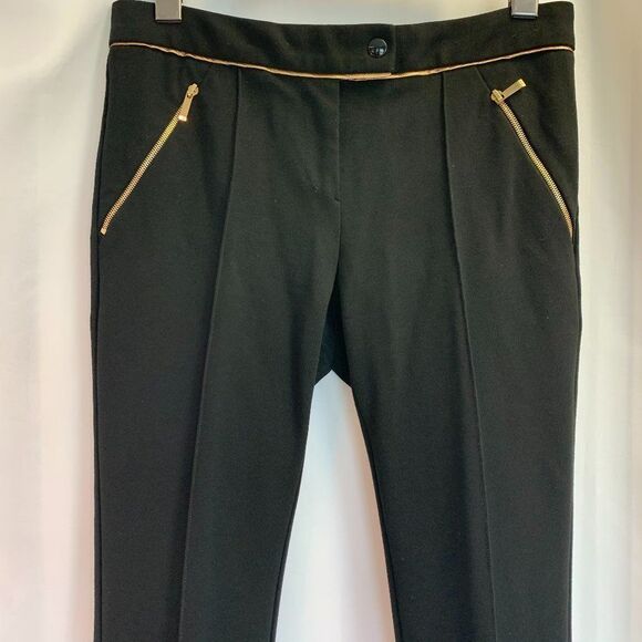 Barbara BUI black crepe & gold waist trim pleated - Picture 4 of 10